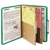 Pressboard Top Tab Pocket Classification Folders, Expands 2", 2 Dividers, 6 Safeshield Fasteners, Letter Size, Green, 10/Box