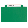 Pressboard Top Tab Classification Folders, Expands 2", 1 Divider, 4 Safeshield Fasteners, Legal Size, Green, 10/Box