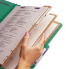 Pressboard Top Tab Classification Folders, 2/5 Tab, Expands 3", 3 Dividers, 8 Safeshield Fasteners, Legal Size, Green, 10/Box