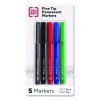 Permanent Marker, Pen-Style, Fine Bullet Tip, Assorted Colors, 5/Pack