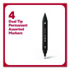Permanent Marker, Pen-Style Twin-Tip, Extra-Fine/Fine Bullet/Needle Tips, Assorted Colors, 4/Pack
