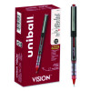 Vision Rollerball Pen, Stick, Extra-Fine 0.5 Mm, Red Ink, Gray/Red/Clear Barrel, Dozen