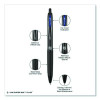 207 Plus+ Gel Pen, Retractable, Medium 0.7 Mm, Blue Ink, Black Barrel, 4/Pack
