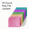 U-Eco Poly File Jackets, Straight Tab, Letter Size, Assorted, 10/Pack