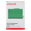 Pressboard Classification Folders, 2/5-Cut Tab, Expands 2", 1 Divider, 4 Fasteners, Legal Size, Emerald Green, 10/Box