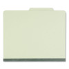 Pressboard Classification Folders, 2/5 Tab: Right Of Center, Expands 2", 1 Divider, 4 Fasteners, Letter Size, Green, 10/Box