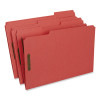 Deluxe Reinforced Top Tab Fastener Folders, 1/3-Cut Tab: Assorted, Expands 0.75", 2 Fasteners, Legal Size, Red, 50/Box