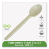Ecosense Renewable Plant Starch Cutlery, Spoon, Plastic, Cream, 50/Pack