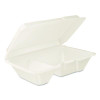 Foam Hinged Lid Containers, 6.4 X 9.33 X 2.9, White, 100/Bags, 2 Bags/Carton