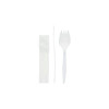 Fieldware Cutlery Kit, Mediumweight, Napkin/Spork/Straw, Plastic, White, 1,000/Carton