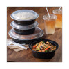 Newspring Versatainer Microwavable Containers, Vented Lid, 48 Oz, 9" Diameter x 2.4"h, Black/Clear, Plastic, 150/Carton