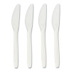 Eco-Id Compostable Cutlery, Mediumweight Knife, Plastic, White, 300/Pack