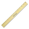 Flat Wood Ruler With Two Double Brass Edges, Standard/Metric, 12", Clear Lacquer Finish