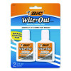 Wite-Out Quick Dry Correction Fluid, Foam Brush Tip Applicator, 0.68 Oz Bottle, White, 2/Pack