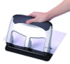 40-Sheet Ez Squeeze Three-Hole Punch, 9/32" Hole, Silver/Black