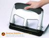 40-Sheet Ez Squeeze Three-Hole Punch, 9/32" Hole, Silver/Black