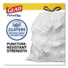 Tall Kitchen Drawstring Trash Bags With Leakguard, 13 Gal, Unscented, 23.47" x 25.38", White, 120/Box