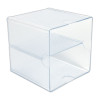 Stackable Cube Organizer, Divided, 2 Compartments, Plastic, 6 x 6 x 6, Clear
