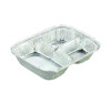 Aluminum Oblong Container With Lid, 3 Compartments, 24 Oz, 8.5 x 6.38 x 1.47, Silver, 500/Carton