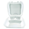 Foam Hinged Lid Containers, 3-Compartment, 9 x 9 x 3, White, Foam, 200/Carton
