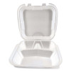 Foam Hinged Lid Containers, 3-Compartment, 9 x 9 x 3, White, Foam, 200/Carton