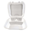Foam Hinged Lid Containers, 3-Compartment, 9 x 9 x 3, White, Foam, 200/Carton