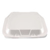 Foam Hinged Lid Containers, 9 x 9 x 3, White, Foam, 200/Carton