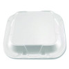 Foam Hinged Lid Containers, 3-Compartment, 8.56 x 8 x 2.76, White, Foam, 200/Carton
