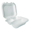 Foam Hinged Lid Containers, 3-Compartment, 8.56 x 8 x 2.76, White, Foam, 200/Carton