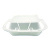 Foam Hinged Lid Containers, 3-Compartment, 8.56 x 8 x 2.76, White, Foam, 200/Carton
