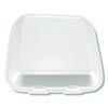 Foam Hinged Lid Containers, 3-Compartment, 7.56 x 8.25 x 2.38, White, Foam, 200/Carton