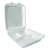 Foam Hinged Lid Containers, 3-Compartment, 7.56 x 8.25 x 2.38, White, Foam, 200/Carton