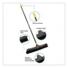Bulldozer Smooth Surface Pushbroom With Scraper Block, 24 x 60, Powder Coated Handle, Split Tip Tampico Bristles, Black