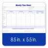 Weekly Time Sheets, Two-Part Carbonless, 8.5 x 5.5, 100 Forms Total