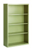Four-Shelf Metal Bookcase, 34.5" x 13" x 60", Putty