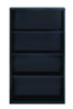 Four-Shelf Metal Bookcase, 34.5" x 13" x 60", Black