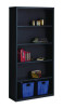 Five-Shelf Metal Bookcase, 34.5" x 13" x 72", Black