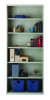 Six-Shelf Metal Bookcase, 34.5" x 13" x 82", Light Gray