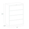 Lateral File, 4 Letter/Legal/A4 -Size File Drawers, White, 42" x 18.63" x 52.5"