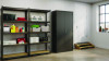 Jan/San Storage Cabinet, (3) Adjustable Half-Width Shelves, 36" x 18" x 80.5", Black