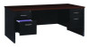 Executive Double Pedestal Steel Desks., 60" x 30" x 29.5", Walnut/Black