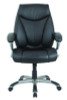 Alera Fulford Bonded Leather High-Back Managers Chair, Supports 275Lb, 18.62-22.56" Seat Height, Black Seat/Back, Silver Base