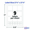 Laser/Inkjet Media Labels, Inkjet/Laser Printers, 2.75" x 2.75", Matte White, 9 Labels/Sheet, 70 Sheets/Box