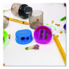 Dual Blades Sharpener With Round Receptacle, Two-Hole, 2.25 x 1.6, Randomly Assorted Colors