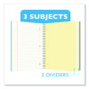 Spiral Notebooks, 3-Subject, Medium/College Rule, Randomly Assorted Cover Color, (120) 10.5 x 8 Sheets