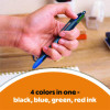 4-Color Smooth Multi-Color Ballpoint Pen, Retractable, Medium 1 Mm, Black/Blue/Green/Red Ink, Black/Blue Barrel, 3/Pack