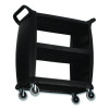 Bussing Cart, Plastic, 3 Shelves, 300 Lb Capacity, 18 x 36.25 x 38, Black