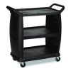 Bussing Cart, Plastic, 3 Shelves, 300 Lb Capacity, 18 x 36.25 x 38, Black