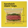 Zipper Food Storage Plastic Sandwich Bags, 6.63 x 5.88, Clear, 50 Bags/Box