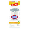 Medium Drawstring Trash Bags With Clorox, 8 Gal, Lemon Fresh Bleach Scent, 0.74 Mil, 23" x 21.63", Gray, 26/Box